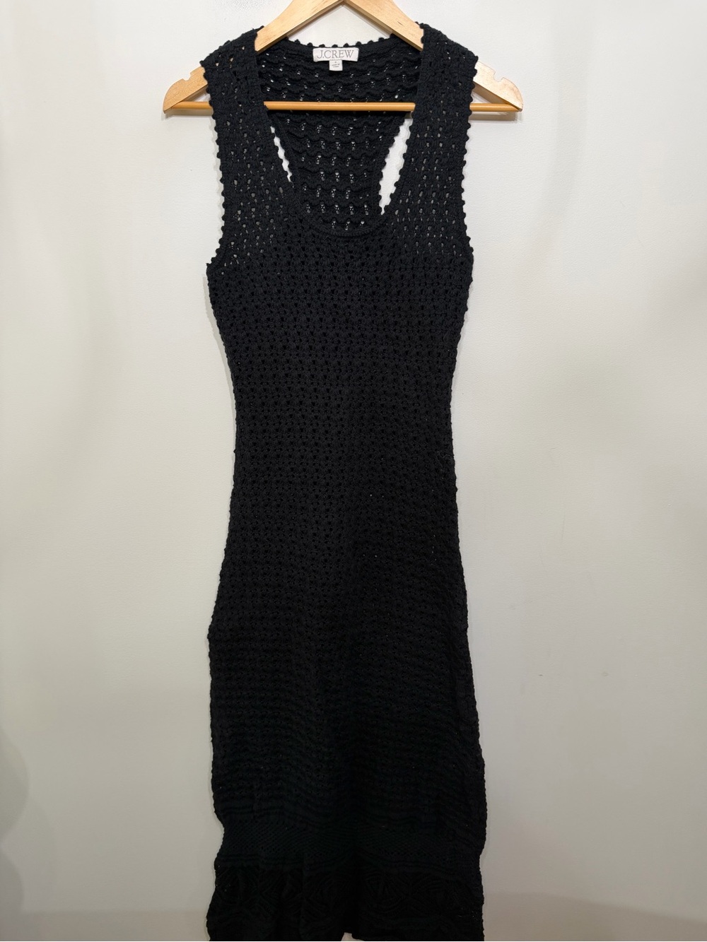 J.Crew Black Crochet Lace Maxi Dress Swim Cover Euro Summer Cotton Women’s S